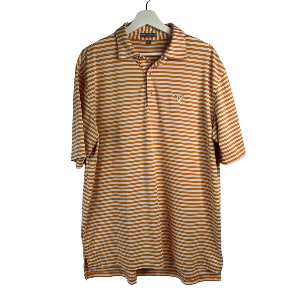 Peter Millar Size L Polo Summer Comfort‎ Halford Stripe Performance Lightweight